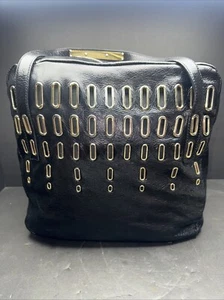 Jimmy Choo Smooth Black Leather Ramona Over Nighter Bag Gold Trim Authentic - Picture 1 of 13