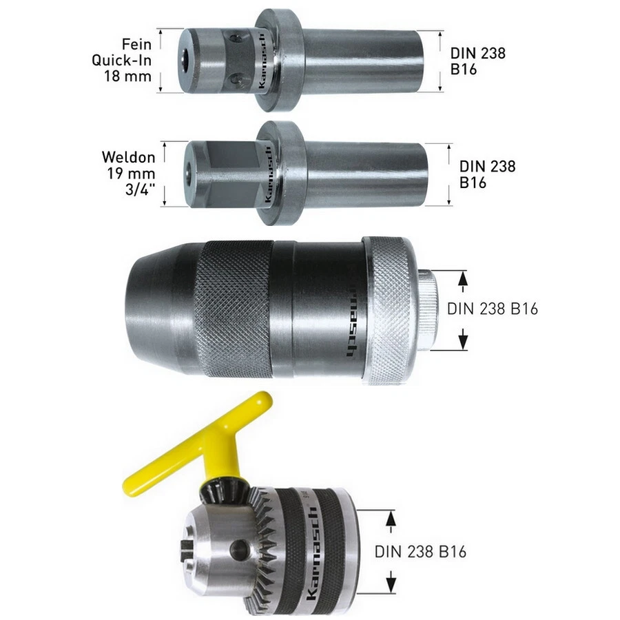 Adapter Weldon / Fein Quick-In Bohrfutter B16 Bohrfutteraufnahme DIN 238 Auswahl - Bild 1 von 1