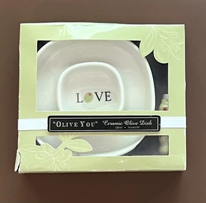 Love Olive You Ceramic Olive Tray Dish & Spreader Gift Set In Box Kate Aspen NEW - Picture 1 of 8