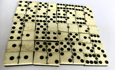 Antique Victorian  Ebony & Brass 28 Domino Set circa 1890's In Good Condition - Image 1 of 4