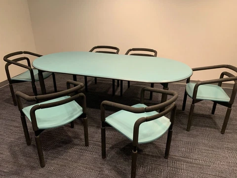 Brian Kane Table & Rubber Chairs (6) Metropolitan Furniture Co. Vintage 1980's Cover
