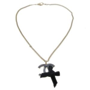 Chanel Bow Charm Gold Chain Pendant Necklace Accessories 07C 79621