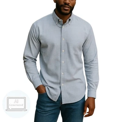 J Crew Mens Dress Shirt Blue Check 2 Ply Cotton Button Front Size 16H / 34 | L - Image 1 of 4