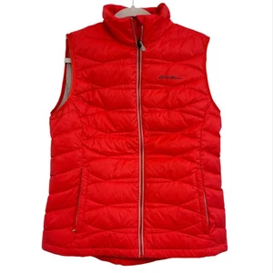Eddie Bauer Down Puffer Vest Womens Medium Red Gorpcore Dopamine Outdoors Nature - Picture 1 of 6