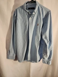 Ralph Lauren Shirt Mens Large Blue Button Down Flesh Pony Classic Fit Casual - Picture 1 of 11