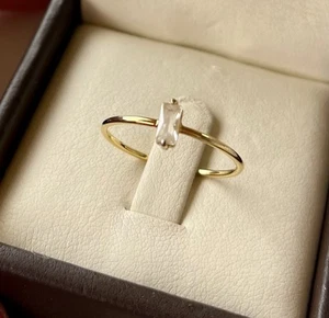Single Minimalist Baguette CZ Ring Yellow Gold Vermeil Delicate (Size 6.5) - Picture 1 of 4