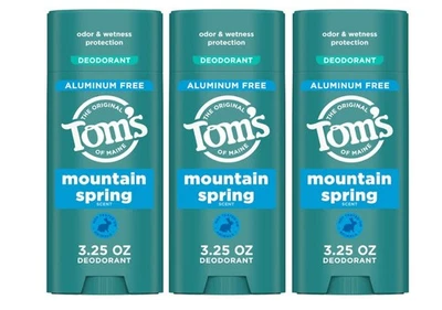 Desodorante natural Tom’s of Maine Mountain Spring, sin aluminio, 3,25 oz, paquete de 3 Foto 1 de 4