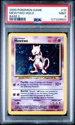 MEWTWO 2000 Pokémon Base II Holo (Swirl) 10/130 - PSA 9 - Image 1 of 2