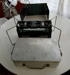 WW 2 1944 US AGMCO Medical Military 2 Burner Field Stove In Case Aluminum Pan - Picture 1 of 9