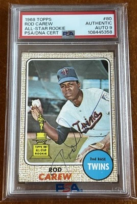 Rod Carew 1968 Topps #80 Rookie PSA/DNA 9 Authentic Ballpoint Pen AUTO RARE READ - Image 1 of 3