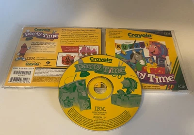 CRAYOLA PARTY TIME -  1999 IBM COLOURING BOOK PC & MAC CD-ROM JEWEL CASE GAME - Image 1 of 3