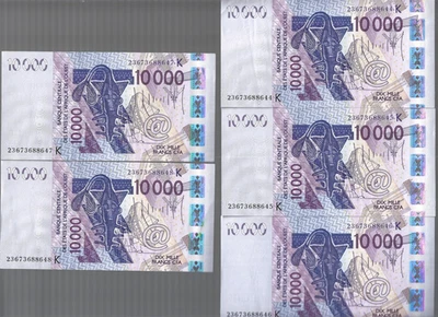 Estados de África Occidental 🎇10.000 francos CFA x 5 FUNCIONANDO S/N 💥Lote #2757 Foto 1 de 4
