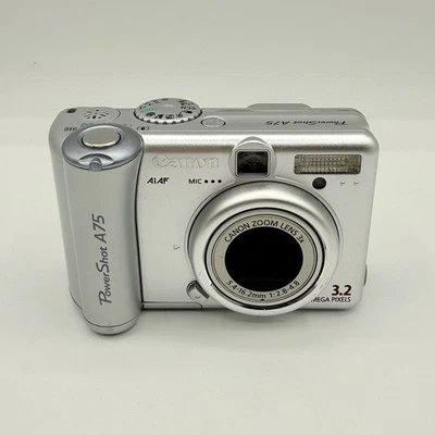 Canon PowerShot A75 Silver 1.8” LCD 3.2MP Digital Camera untested (Parts Only) - Image 1 of 4