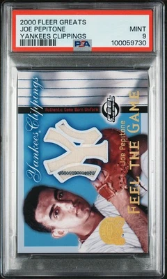 2000 FLEER GREATS OF GAME YANKEES CLIPPINGS GAME JERSEY JOE PEPITONE PSA 9 MINT - Image 1 of 3