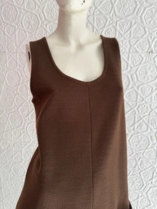 Vintage Dress-1980s-1970s Brown Wool Jumper-Ann Taylor-Minidress-Mod-Autumn-S/M - Picture 1 of 13