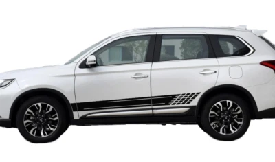 Calcomanía lateral gráfica a rayas de carreras de 2 piezas para puerta de coche Mitsubishi Outlander Foto 1 de 4