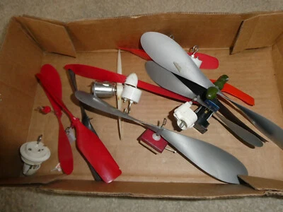 Lot of 11 Vintage RC Airplane Plastic Propellers with Some Motors - Image 1 of 2