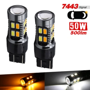2x 7443/7444 LED White/Amber Yellow Switchback for Front Turn Signal Lights - Imagen 1 de 6