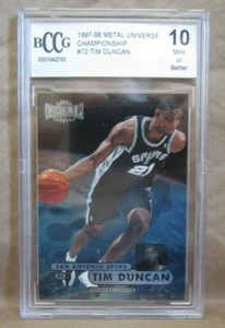 Tim Duncan RC 1997-98 Skybox Metal Universe Rookie Card#72 BCCG10!Spurs RC F HOF - Picture 1 of 2