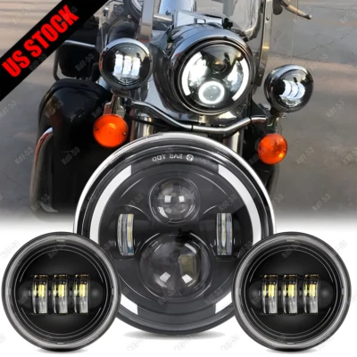 Faro LED 7" + Luces de paso de 4,5" para Harley-Davidson Softail Deluxe FLSTN Foto 1 de 4