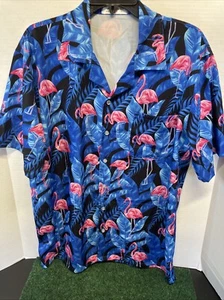 Camicia hawaiana uomo vintage fenicotteri retrò look hawaiano taglia large - Foto 1 di 5