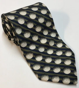 Structure 100% Silk Tie Golf Balls Navy Blue & Olive Green Stripes Golfing EUC - Picture 1 of 10