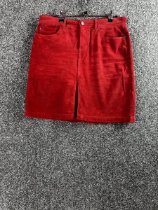 Corduroy Skirt Size 12 Women Marks and Spencer Short Red A-Line Regular Button - Picture 1 of 24