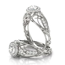 Diamond Ring Round 1 Carat IGI GIA Certified Lab Created 14K White Gold 5 6 7 8
