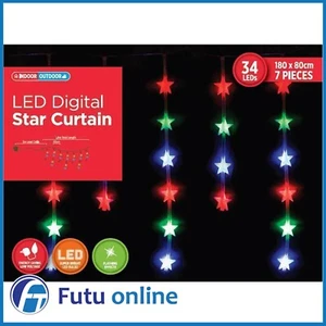 Christmas Digital Star Curtain 34 LED Multicolour 1.8m x 0.8m - Picture 1 of 5