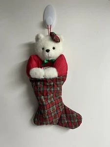 International Silver Co You Lush Teddy Bear Vintage Rare 18" Christmas Stocking - Picture 1 of 10