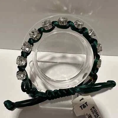 Браслет с кристаллами T&T зеленый шнур регулируемый слайдер ювелирные изделия - Изображение 1 из 4