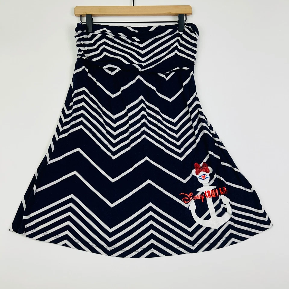 Vestido Disney Crucero Juniors Grande Sin Mangas Tubo Top Chevron Azul Mini Vacaciones Foto 1 de 4