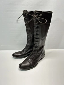 Via Spiga Hergestellt in Italien Damen Schokolade Leder Hohe Schnürreitstiefel 7,5 M - Bild 1 von 22