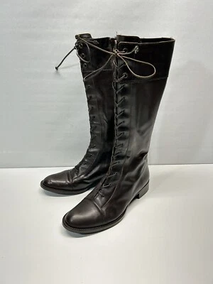 Botas de montar Via Spiga Made In Italy para mujer de cuero chocolate altas con cordones 7,5 M Foto 1 de 4