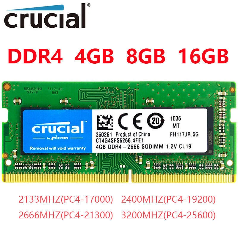 Crucial DDR4 4GB 8GB 16GB 2133 2400 2666  LAPTOP SPEICHER SODIMM NOTEBOOK-RAM - Image 1 of 4
