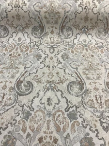 Mazely Damask Ancient Creamy Beige Cotton Drapery Upholstery Fabric by the yard - Picture 1 of 6
