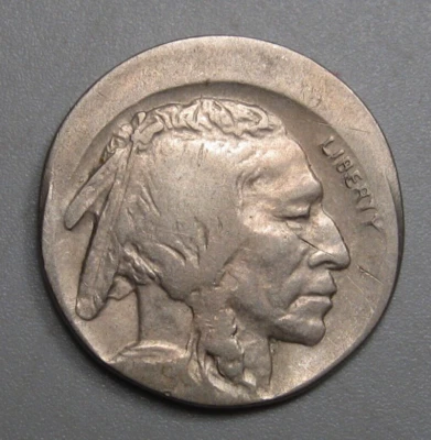 ERROR Coin: 1919 BUFFALO Nickel. Off-Center. Mint Error. w/ sm rev scratch. - Image 1 of 4