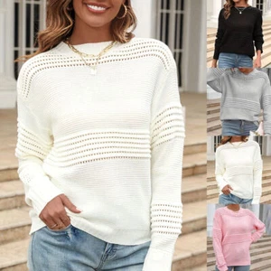 Damen Freizeit Langarm Strickpullover Jumper Herbst Sweater Strickshirt Pulli DE - Bild 1 von 27