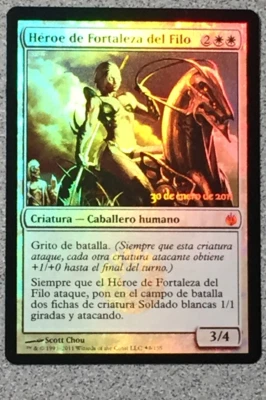 MTG - HERO OF BLADEHOLD 1X(FOIL) - PRERELEASE PROMO #8 - SPANISH - CREATURE - NM - Image 1 of 2