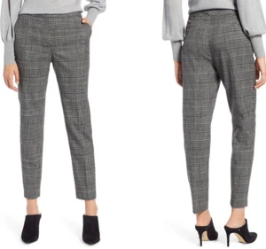 🖤 HALOGEN Black White Red PLAID Skinny Classic Ankle Pocket Pants 10 Nordstrom - Picture 1 of 8