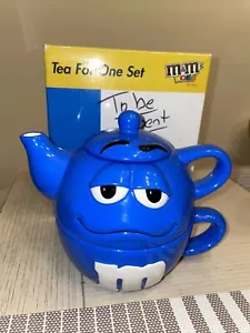 M&Ms WORLD LAS VEGAS TEA FOR ONE SET BLUE MUG AND TEAPOT KETTLE RARE - Picture 1 of 10