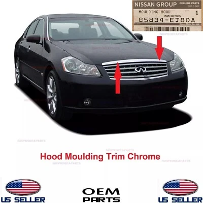 ✅Genuino✅ Moldura de capó cromada ⭐OEM⭐ INFINITI M35 M45 2006-2010 65834-EJ80A Foto 1 de 4