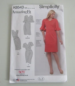 SIMPLICITY AMAZING FIT SEWING PATTERN - SIZES 10 TO 18 - UNCUT - Picture 1 of 2