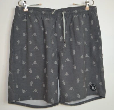 Volcom, Shorts, Elastic Band, Drawstring, Skeleton Peace Print, Size XL - Image 1 of 4