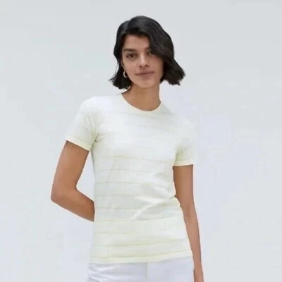 Camiseta Everlane The Organic para mujer XL amarilla a rayas manga corta algodón nueva con etiquetas Foto 1 de 4