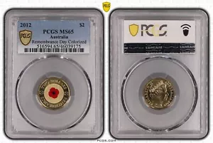 Australia 2012 Red Poppy Gem Unc $2 Coin PCGS MS65 #9175 - Picture 1 of 1