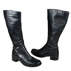 LA CANADIENNE Passion Canada Black Leather Waterproof Tall Boots Women's Sz 8 M