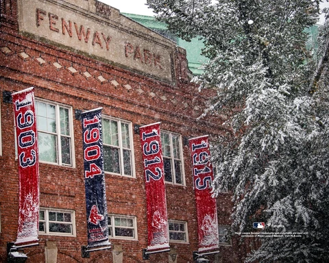 Fenway Park Red Sox Unsigned Jersey Street Facade Winter Snow Storm Photo Cover