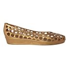 $125 MARC JACOBS Gold Surf Jelly Perforated Polka Dot Closed Toe Sandals 35 US 5