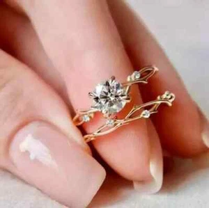2Ct Round Lab-Created Diamond Bridal Set Wedding Ring 14K Rose Gold Plated - Picture 1 of 4